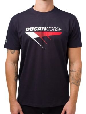 Camiseta azul Ducati Corse escudo triangular para hombre