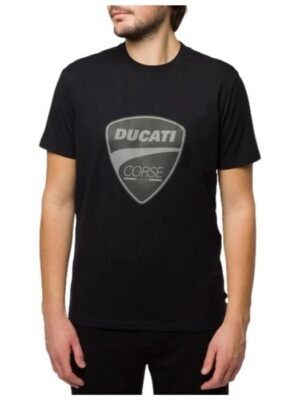 Camiseta negra Ducati Corse con escudo gris para hombre