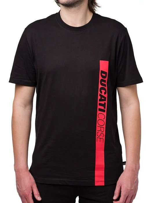 Camiseta negra Ducati Corse con línea roja para hombre