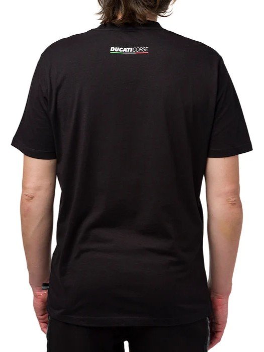 Camiseta negra Ducati Corse con línea roja para hombre