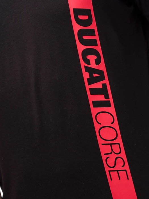 Camiseta negra Ducati Corse con línea roja para hombre