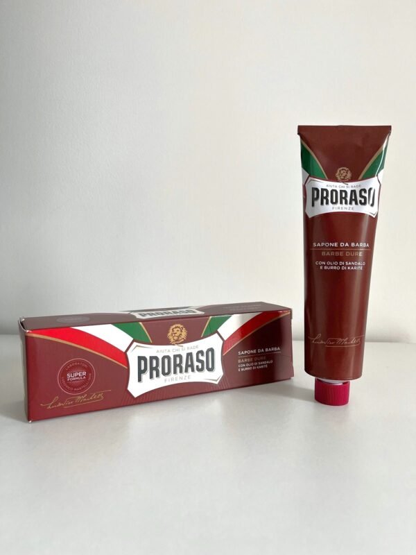 Crema de afeitar en tubo Proraso rojo barbas duras 150 ml
