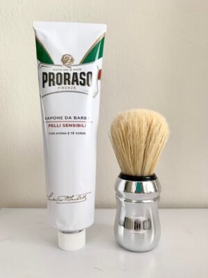 Kit de afeitado Proraso crema de afeitar blanca en tubo + brocha