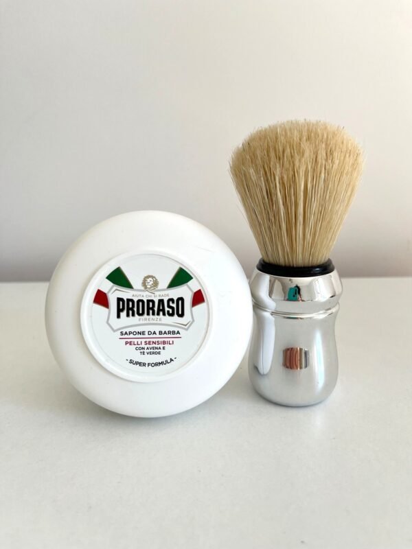 Kit de afeitado Proraso crema de afeitar blanca en tazón + brocha